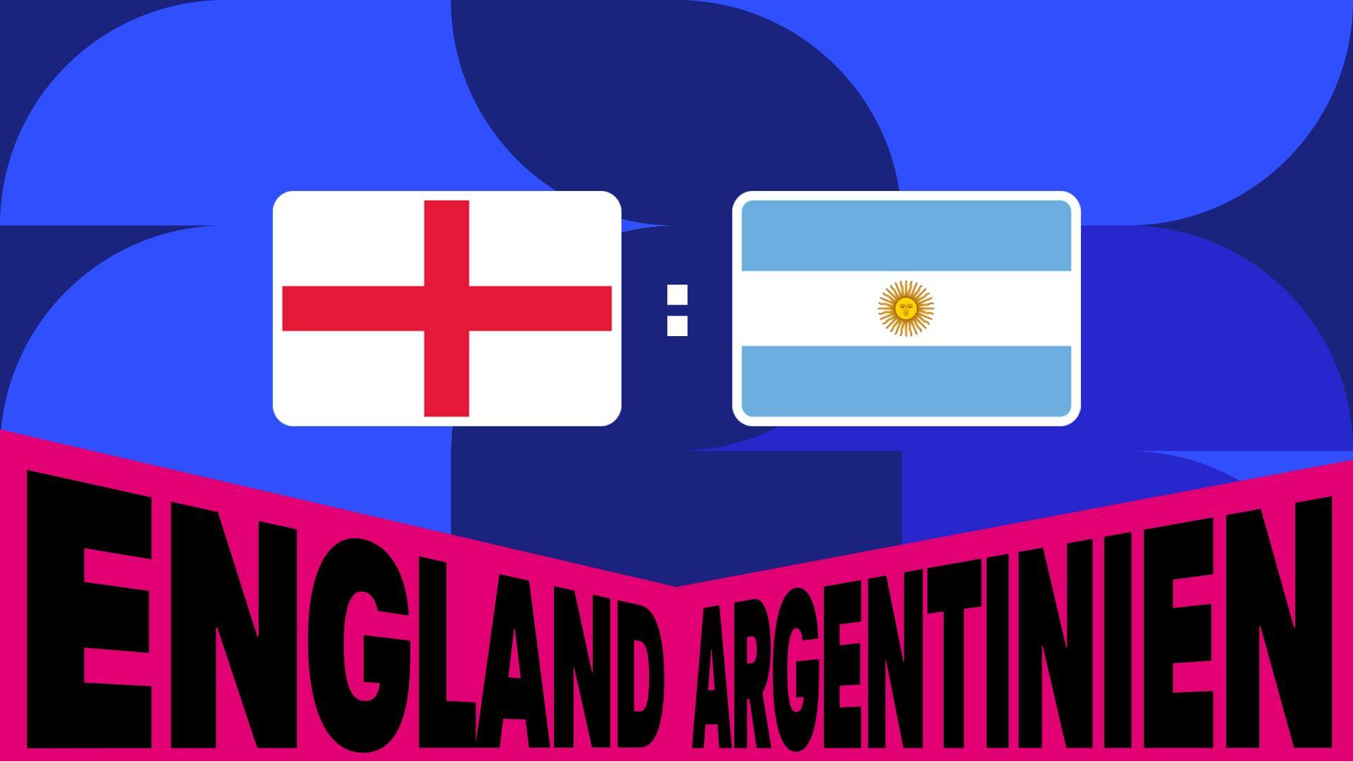 Werbegrafik mit den Flaggen von England und Argentinien.